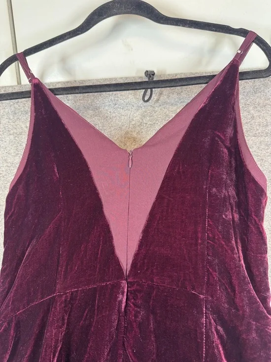Adenlyn Rae Velvet Midi Slip Dress Burgundy Size M V Neck Party Whimsigoth Chic - Picture 11 of 13
